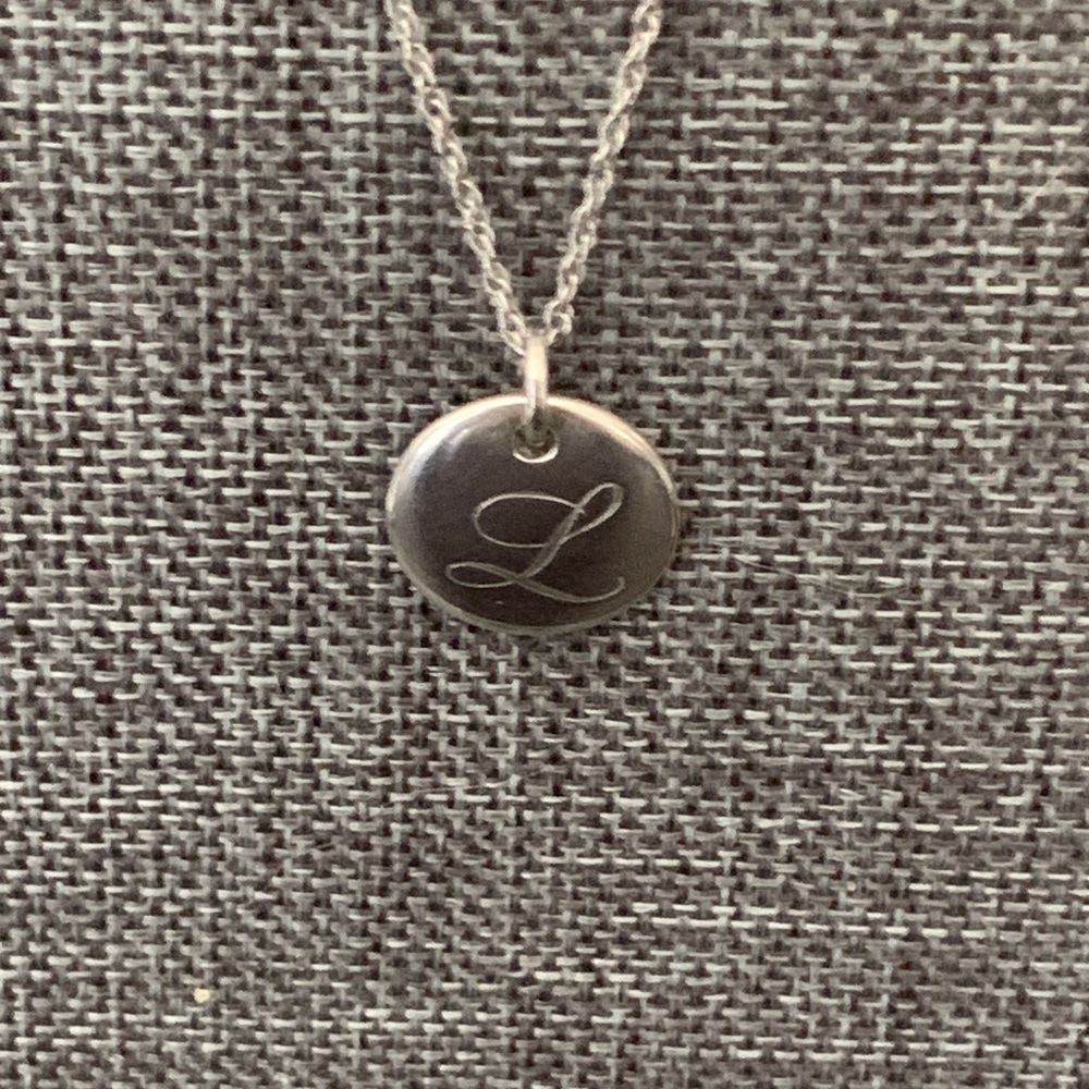Tiffany & Co. Silver 'L' Script Disc Necklace
